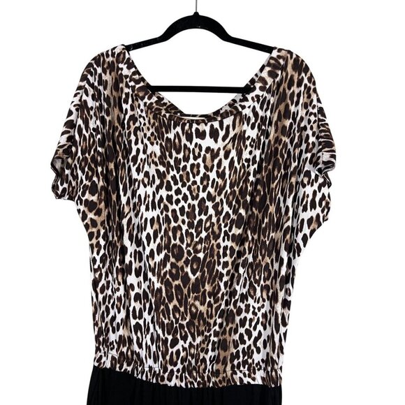 Eldridge Jumpsuit Women XL Black Animal Print Jogger Safari Neutral Mob Wife 80s - Picture 9 of 11